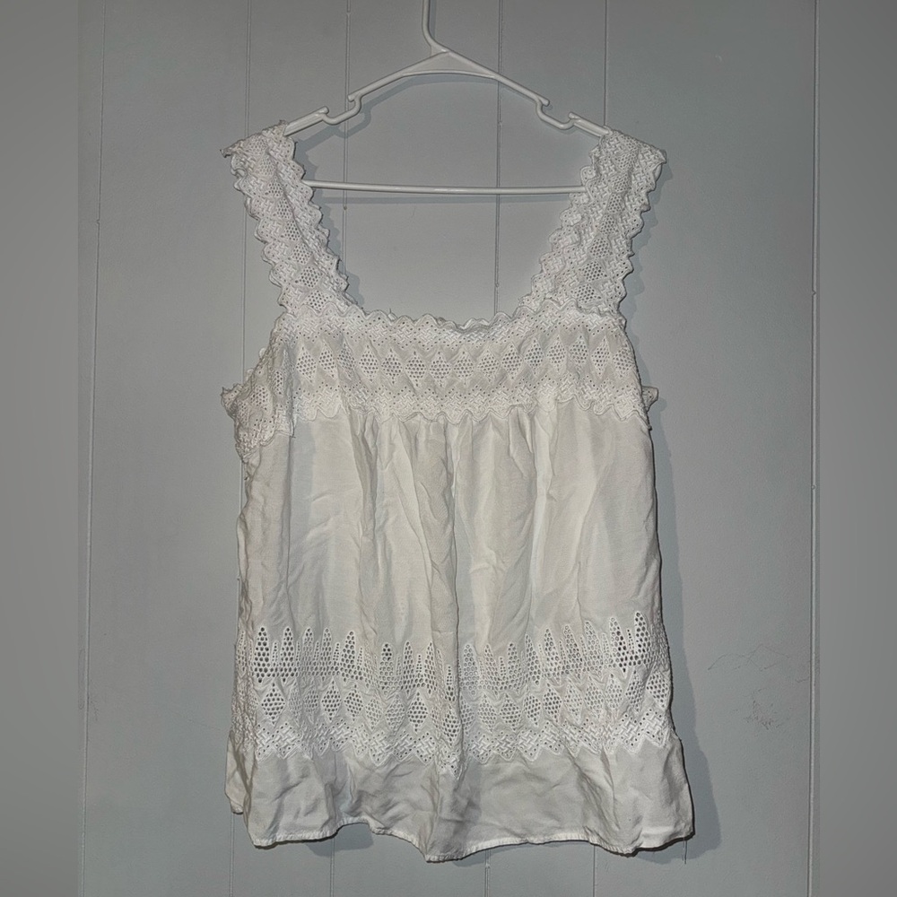 White Lace Trim Women's Top